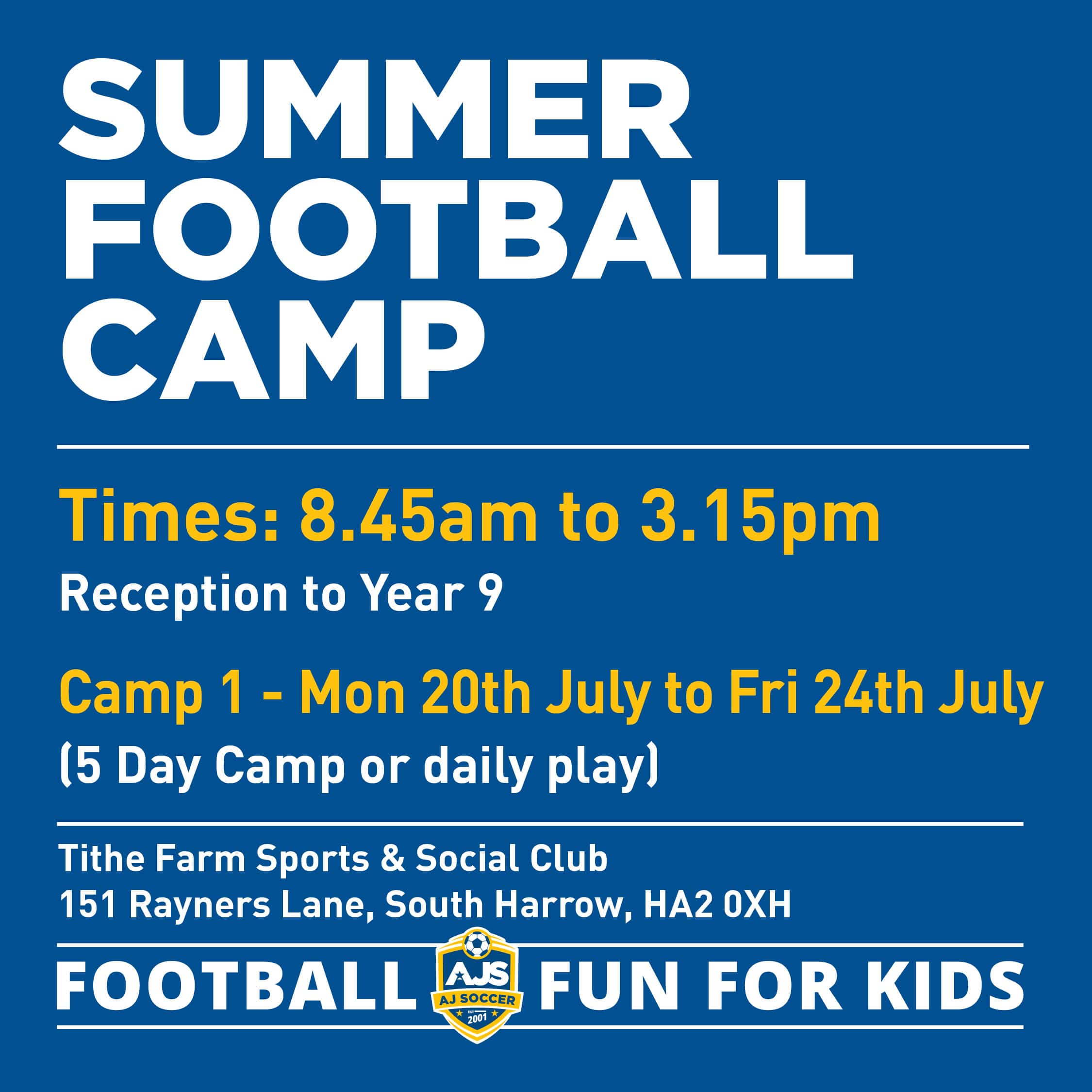 Camp 1 - Summer Football Camp 2026 Boys & Girls
